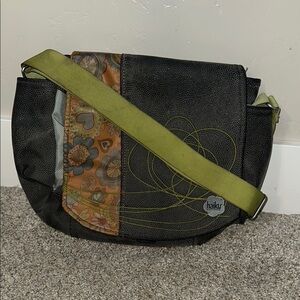 Haiku Black and Green Patterned Bag